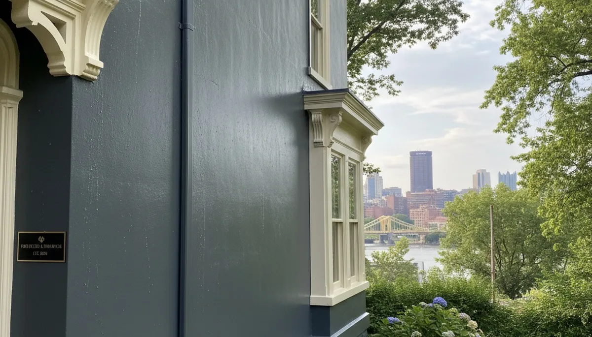 Freshly painted Pittsburgh, PA home exterior with smooth, weather-resistant finish by professional painters