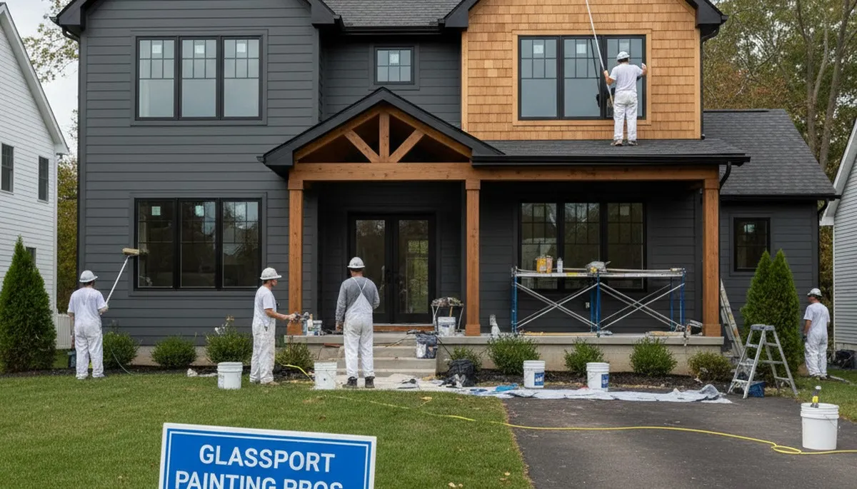Professional house painters working on exterior home in Pittsburgh PA
