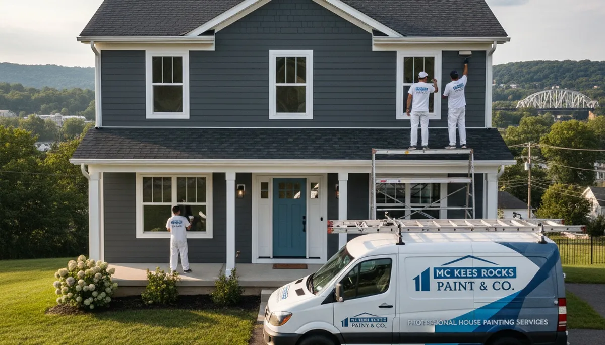 Professional house painters working on exterior home painting in Pittsburgh, PA