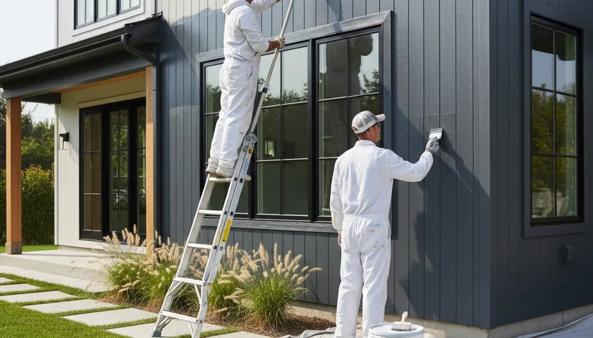 Professional siding painting on Pittsburgh, PA home by expert exterior house painters
